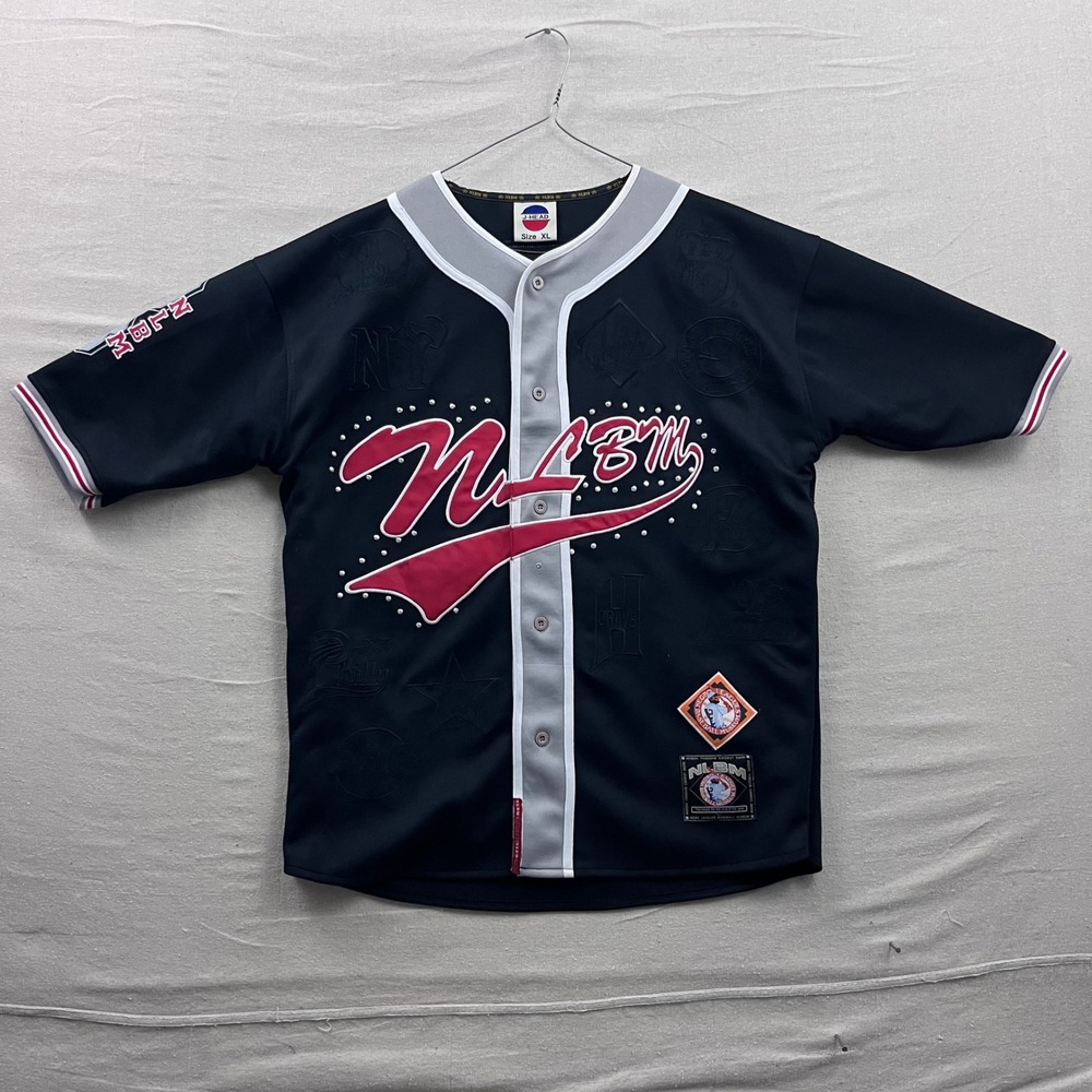 J-HEAD‎ Negro Leagues Baseball Jersey Mens XL Black Studded NLBM Embossed